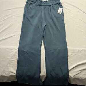 Relaxx Wide Leg Fleece Lounge Pants | Size XL | Blue Slate High Rise NWT